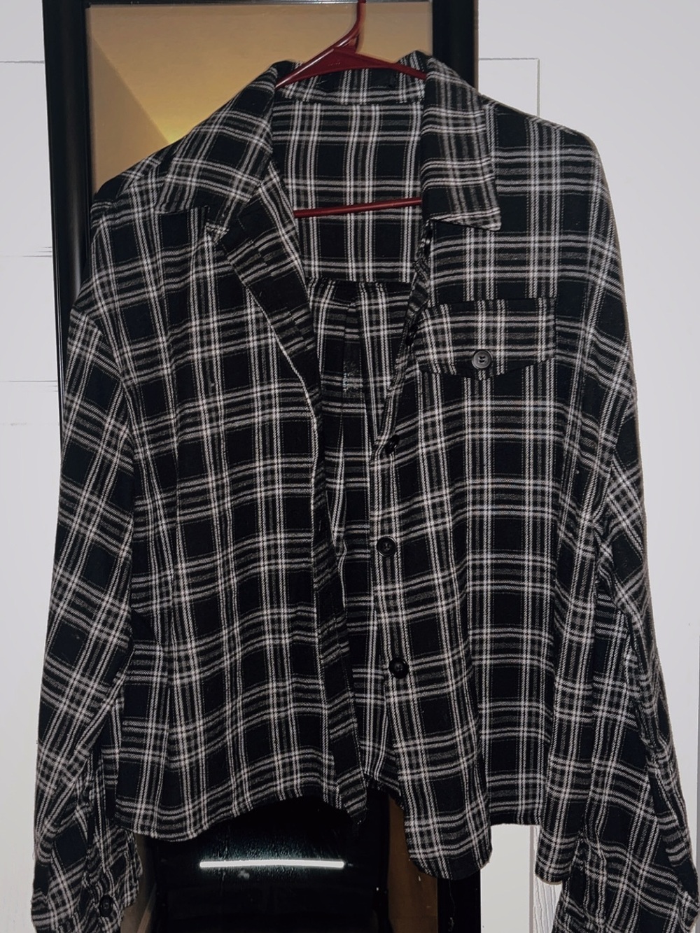 Black and White Plaid Button-Up Shirt